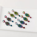 Retro Gemstone Silver Earrings Women Acrylic Colorful Rhinestone Geometric Earrings
