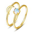 925 Sterling Silver Gold Plated Moon and Sun Moonstone Thumb Couple Ring Set for Women