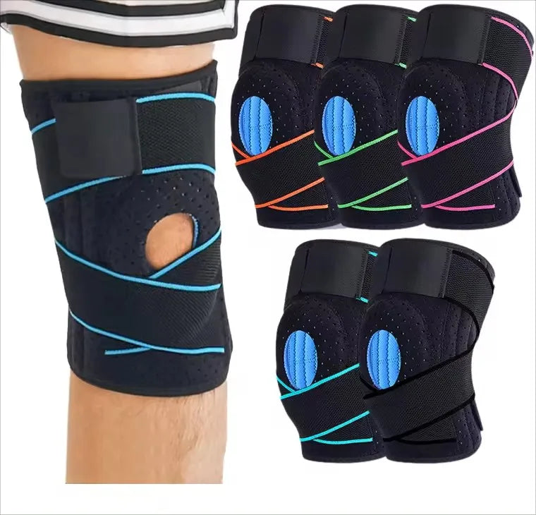 Adjustable Sports Basketball Compression Knee Support Brace Knee Pads With Bandage