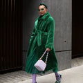 Luxury Custom Long Plus Size Women's Trench Coat Winter Fake Rabbit Fur Overcoat Big Lapel Light Panel Animal Print Fleece