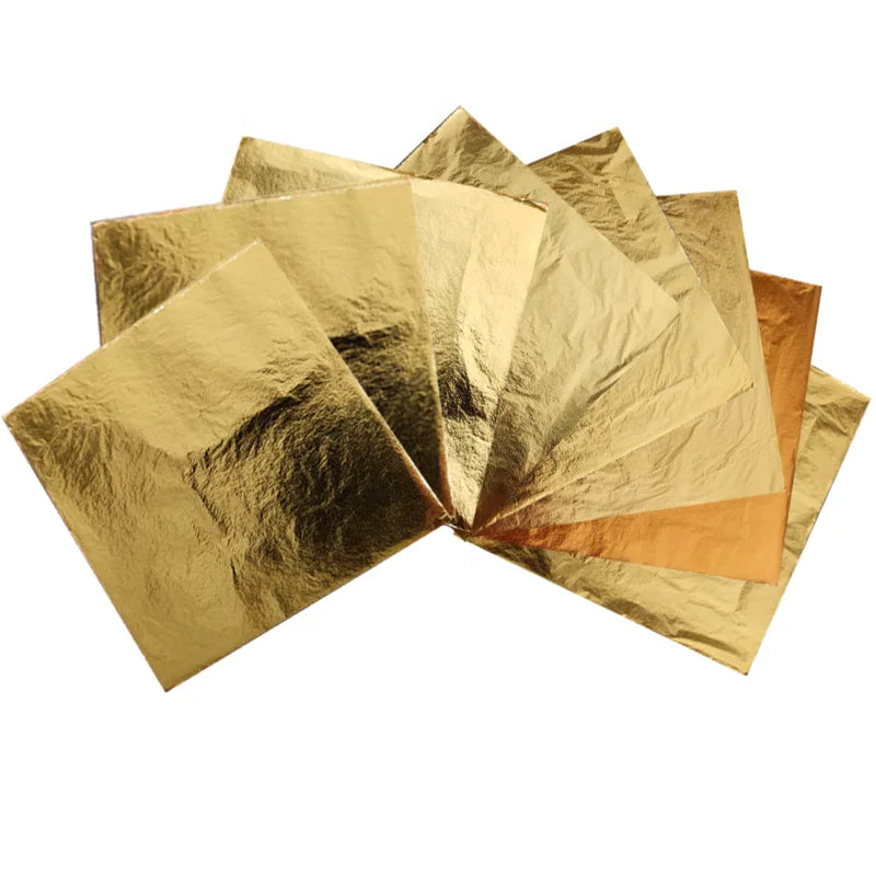 100sheets/bag Antioxidation Gold Leaf Sheet for Furniture Decoration High Imitation Gold Leaf Foil for Gilding Decoration