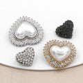 RB035 Hot Sale Elegant Heart Shape Rhinestone Crystal &Pearl Metal Alloy Button Sewing Shank Buttons for Coat