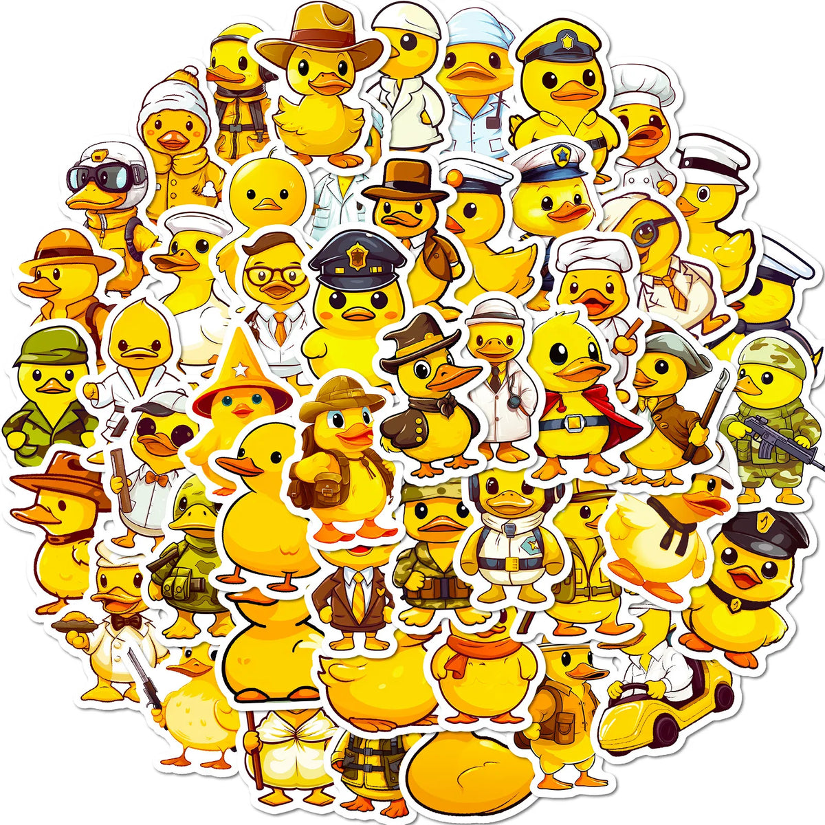 50Pcs Cartoon Poultry Waterproof Funny Cute Yellow Duck Sticker MegaBDM