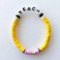 Customized Classic Yellow Heishi Disc School Teacher Bracelet First Week of School Gift for Teachers