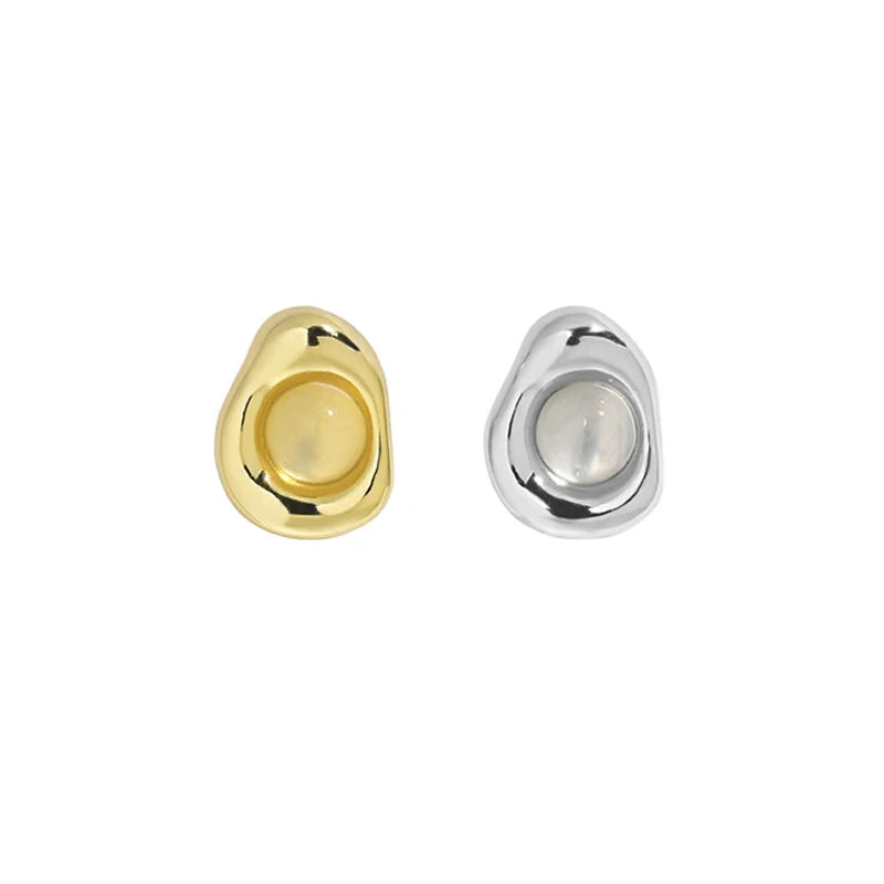 Wuqie Irregular Oval Shaped Silver White Chalcedony Stud Earring for Women Jewelry