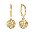 Dainty Nagosa 18k Gold Vermeil Hammered Jewelry 925 Sterling Silver Coin Hoop Earrings