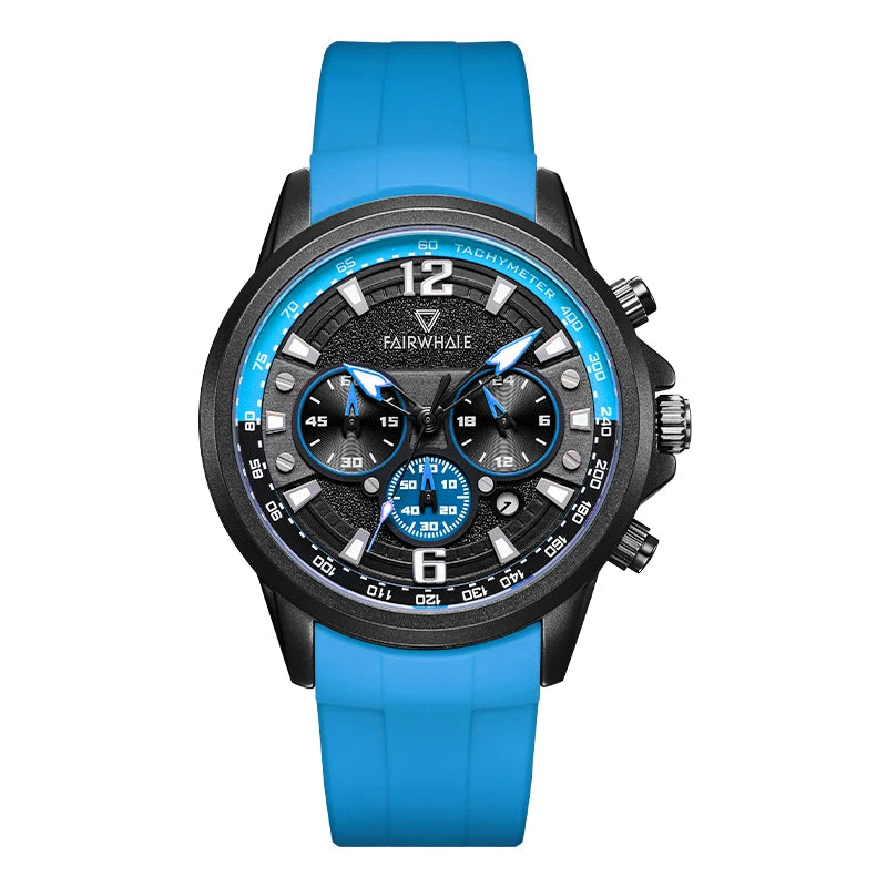 Luxury TOP Rubber Chronograph Men Watch Super Luminous Out Door Sports Wrist Watch Quartz Men Watches
