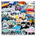 50Pcs Personalized Mountain Brown Bear Graffiti Stickers for Luggage Bottle Decor Bear Sketch Sticker