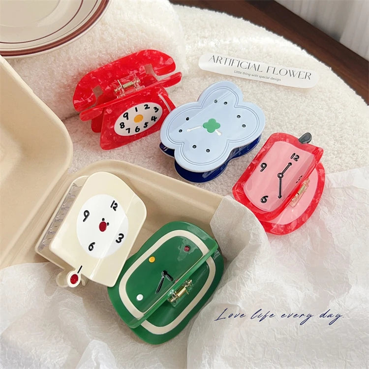Wholesale New Cute Cartoon Alarm Clock Headdress Telephone Cellulose Acetate Hair Claw Clips