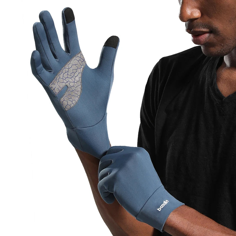 HBG 1054 Winter Running Gloves Waterproof Autumn Touch Screen Warm Sport Gloves Men Outdoor