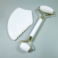 DIY Crystal Hot Sales Skin Care Tools Custom 100% Natural Facial Massage Roller White Jade Face Jade Roller Gua Sha Set with Box