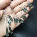 Healing Gemstone Stone Fine Jewelry Natural Raw Crystal Green Phantom 925 Sterling Silver Earrings for Women