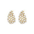 New French Retro Stainless Steel 18k Gold Plated Water Drop Pearl Women Waterproof Earrings YF6286