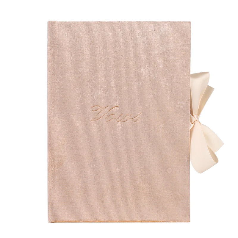 Custom Wedding Vows Book Journals Keepsake Embossed Hardcover Wedding Vow Books With Ribbon