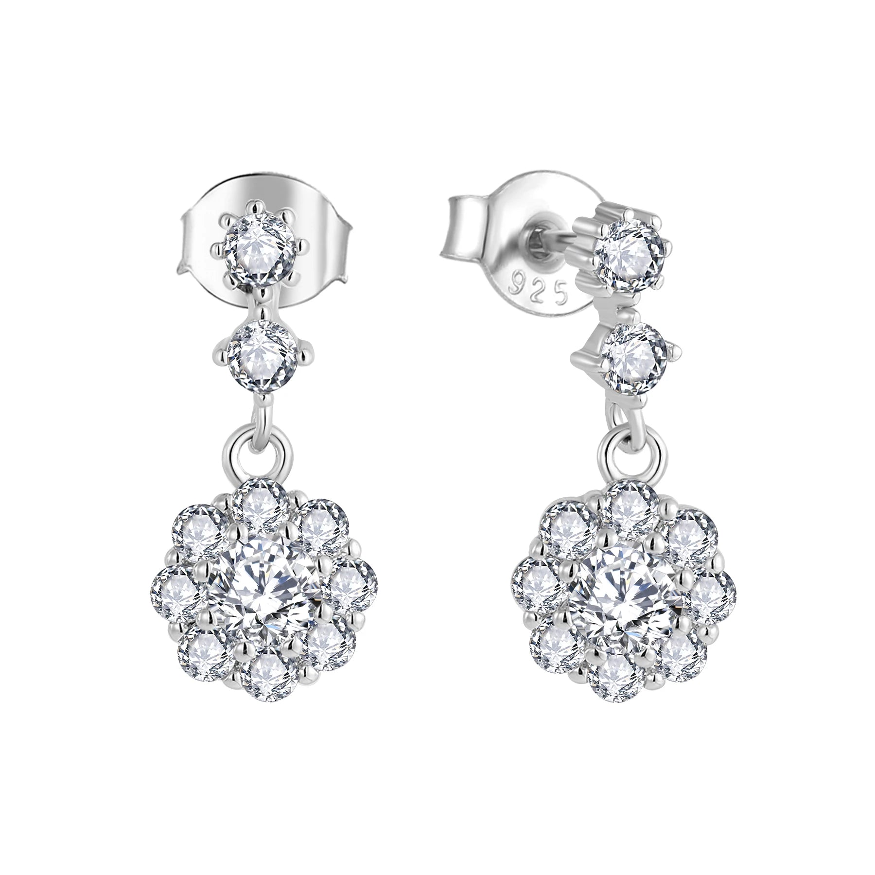 LULUFOCUS Trendy Fashion Drop Findings Earrings 925 Sterling Silver Earring With Cubic Zircon Stones For Women