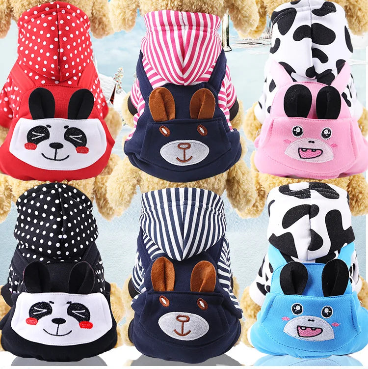 OEM/ODM Wholesale Winter Warm Pets Jacket Coat Cartoon Printed Striped Dog Sweaters Hoodie