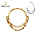 ASTM F136 Titanium Mirror Polish Chain Hinged Nose Ring Clicker for Cartilage Helix Tragus Conch Piercing Jewelry