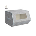 KUYUE Stackable Storage Bins Storage Boxes with Lids and Front Windows Non-Woven Fabric Closet Organizers with Magnetic Clos.