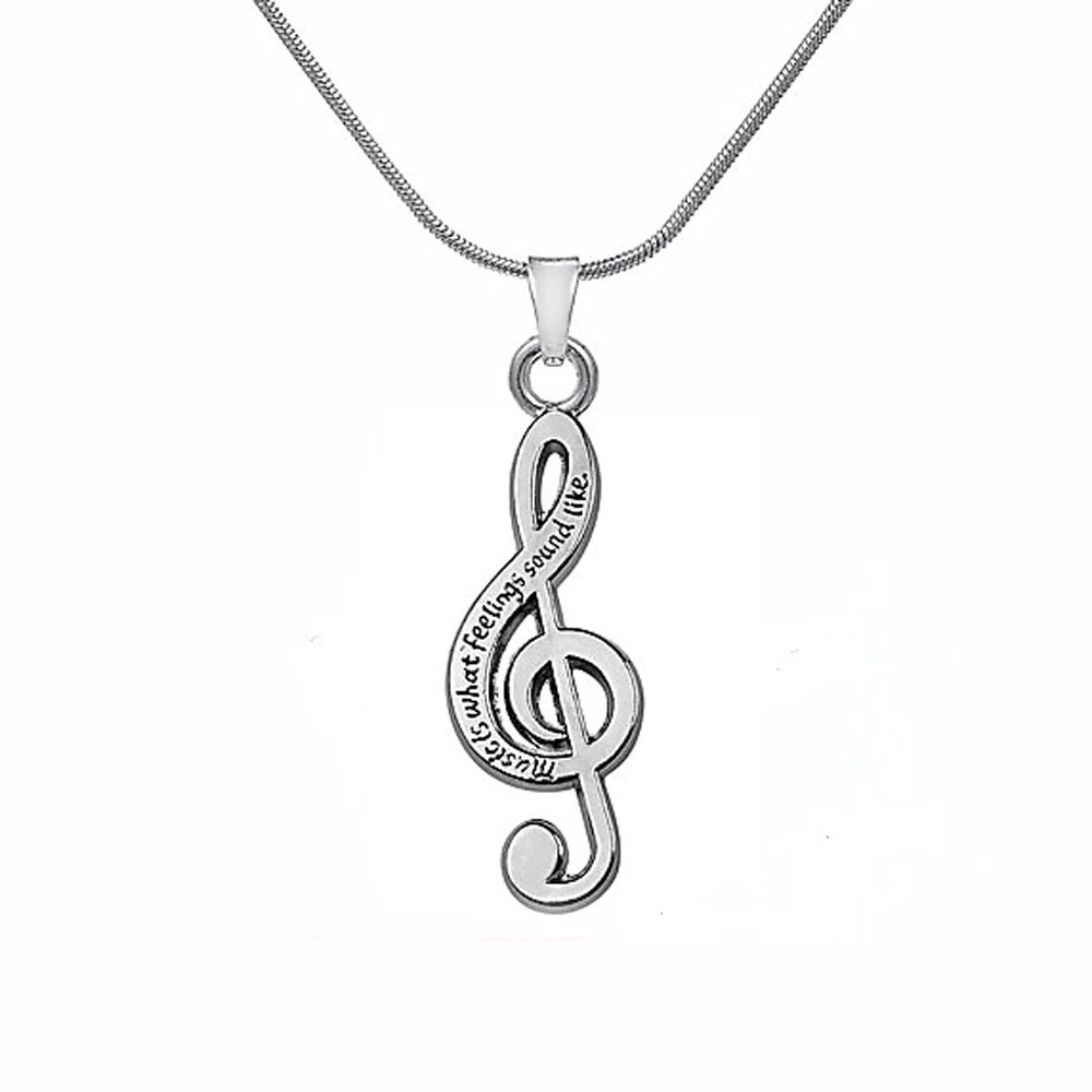 IMG 74291 Music Is What Feelings Sound Like Fashion Symbol Music Note Pendant Necklace