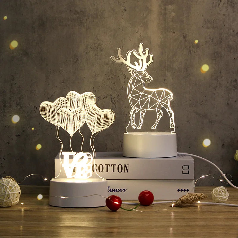 3d Illusion Led Lamps Creative Cartoon Mini Warm Acrylic Led Table Desk Lamp Decoration Night LightsPopular