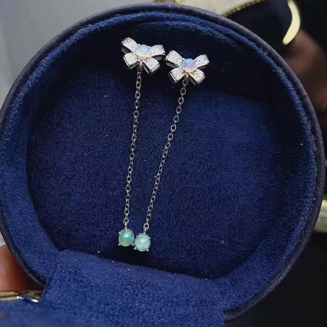 Designer Simple Luxury Silver Stud Earrings for Women Fashion Trendy Natural Opal Gemstone Gold Plated Unique for Party Gift