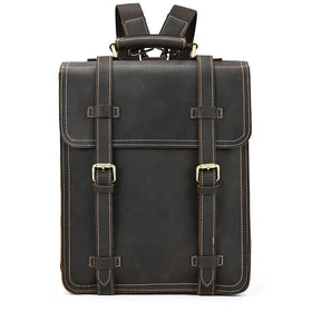 New Style Vintage School Bag Stylish Outdoor Genuine Leather Backpack Laptop Bag for Men