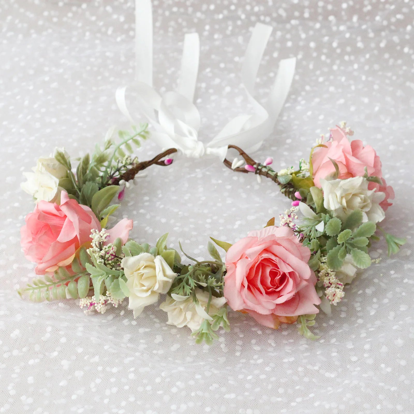 EM3420 New Boho Artificial Rose Flower Crown Wedding Bridal Floral Headpiece Festivals Girls Flower Headband