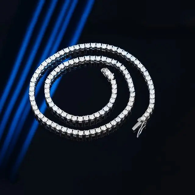 Hip Hop Tennis Choker Chain 925 Sterling Silver Iced Out Jewelry with Zircon 2.5mm 3mm 4mm 5mm Necklace