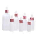 Custom logo 5ml 10ml 15ml 20ml 30ml 50ml 100ml Frosted Glass Bottle with Rose pink Dropper Cosmetic Package Container