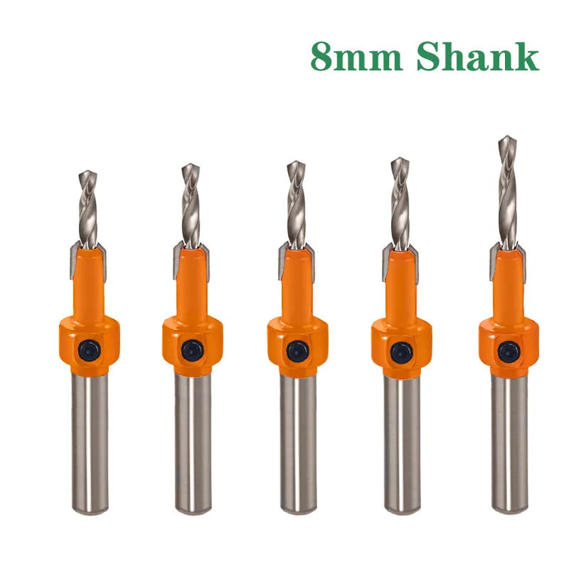 5PCS Adjustable Wood Screw Cutter Drill Bit Set with Hex Key Wrench Working Countersink Drill Bits for Wood Hole Saw
