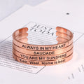 Custom 18k Gold Plated Stainless Steel Inspiration Bracelet Cufflinks Bracelet Personalized Gift Engraving Inspiration Bracelet