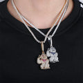 New Hip-hop Three-dimensional Monkey Pendant with Zircon Inlay Trendy Hip-hop Design Necklace