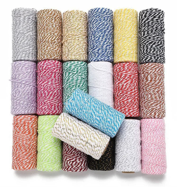 Charmkey Hot Sale 2mm Colorful Twisted Cotton Rope DIY Craft Cotton Cord Macrame Cotton Twine