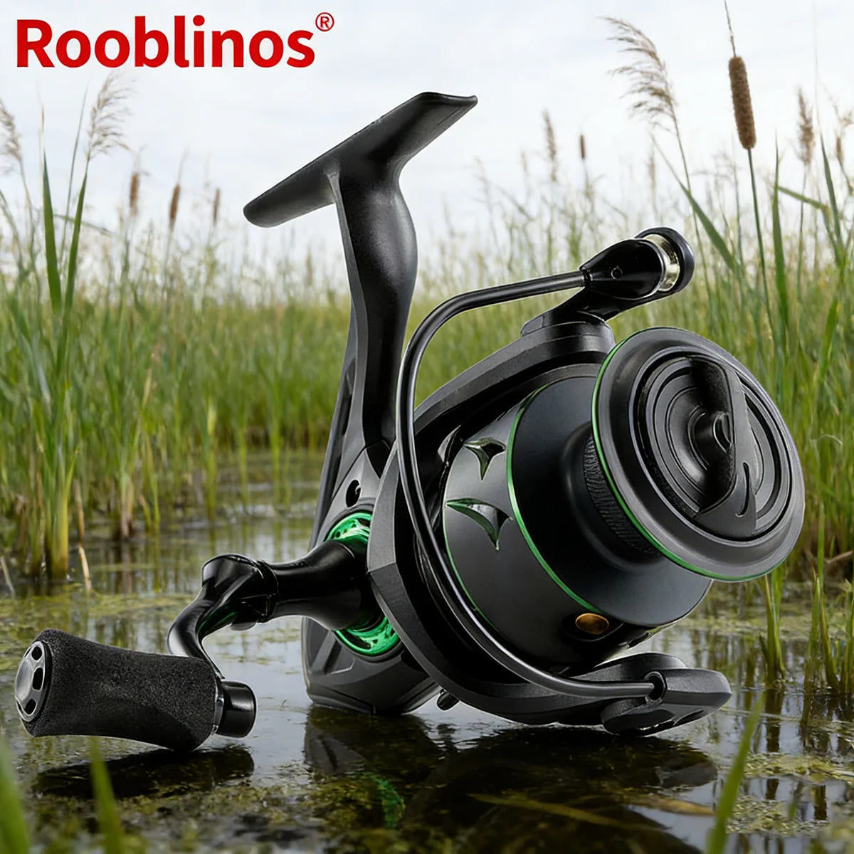 [Germany Stock] Rooblinos RF Left Hand Spinning Reel 5.2:1 Gear Ratio 5 Bearings 257g Aluminum Nylon Body Anti-Reverse