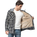 Custom Logo Winter Casual Oversized Sherpa Flannel Print Hooded 100% Polyester Hoodies Sweatshirt for Men 2 Pcs