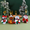 Linna Santa Snowman Christmas Cloth Cutlery Set 14x10cm Festive Knife and Fork Decor for Table Parties Made in China MegaBDM