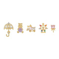 S925 Silver Needle Sweet Temperament Bear Earrings Set 18K Gold Plated Brass Earrings New Design Color Zircon Earrings for Women