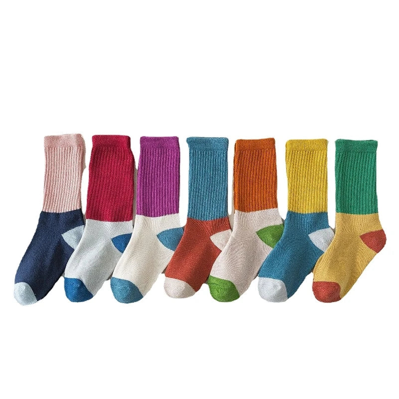 Kids Shoes Slouch Socks Boys Girl Summer Sport Wear Thin Cotton Candy Color Mesh Long Tube Socks Patchwork Sweat-absorbant
