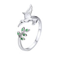 Hummingbird's Greetings 925 Sterling Silver Ring Open Ring