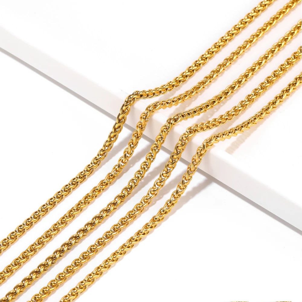 Braided Link Wheat Chains DIY Women Punk Rock Necklace Accessories Jewelry Making Bracelet Supplies