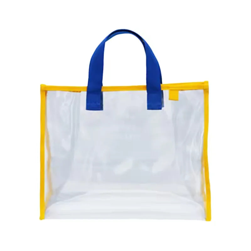 Custom Eco Friendly Fashion Women's Open Towel Transparent Waterproof Beach Makeup Tote Bag