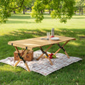 Portable Folding Egg Roll Table | Solid Wood Roll-Up Camping Table for Outdoor Picnic & Beach