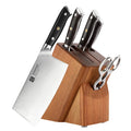 XINZUO Full Tang German 1.4116 Steel Chef Knives Ebony Wood Kitchen Set with Wooden Block Knife Accessories
