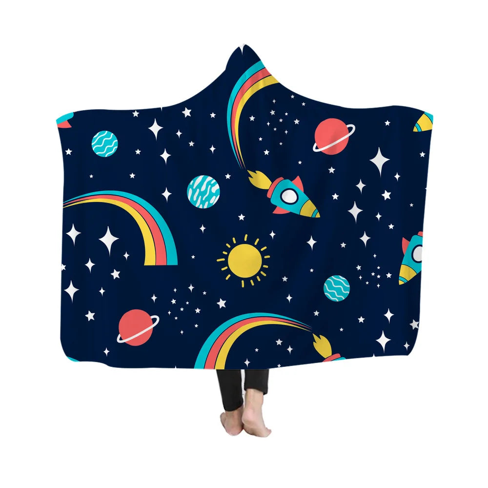 Promotional Sublimation Blanks Cozy Hoodie Blanket Warm Huge Cloak Shaped Crystal Velvet Hooded Blanket