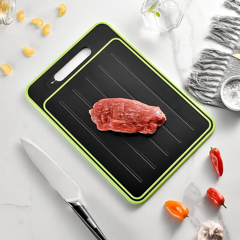 Multifunctional 4 in 1 Fast Thawing Defrosting Tray Hard Plastic Cutting Board Double-sided Defrosting Cutting Board for Kitchen
