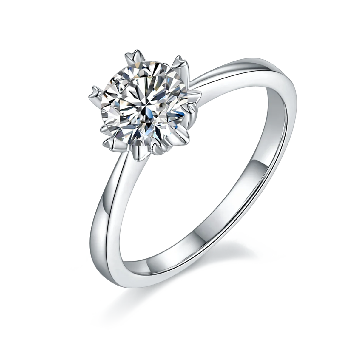 Wish Jewelry New Fashion S925 Slivers Moissanite Ring 1ct 6.5mm Main Diamonds Engagement Ring for Women Wedding Ring