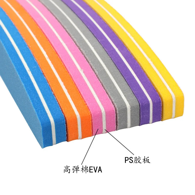 Custom Logo Half-Moon Double-Sided Nail Drill File Washable Manicure Sponge File for Professional Nail Care