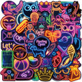 50PCS Fashional neon mixed style music rock rocket planet flying fish sticker