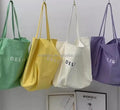 Candy Color 12oz Silk Screen Printed Thick Cotton Fabric Customized Size Tote Bag Women's Canvas Shoulder Bag Letter Pattern