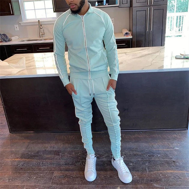 Reflective Men's Wear Long Sleeve Sports Sweatsuits Men's Tracksuits 2 Piece Outfit Jogging Suits Set